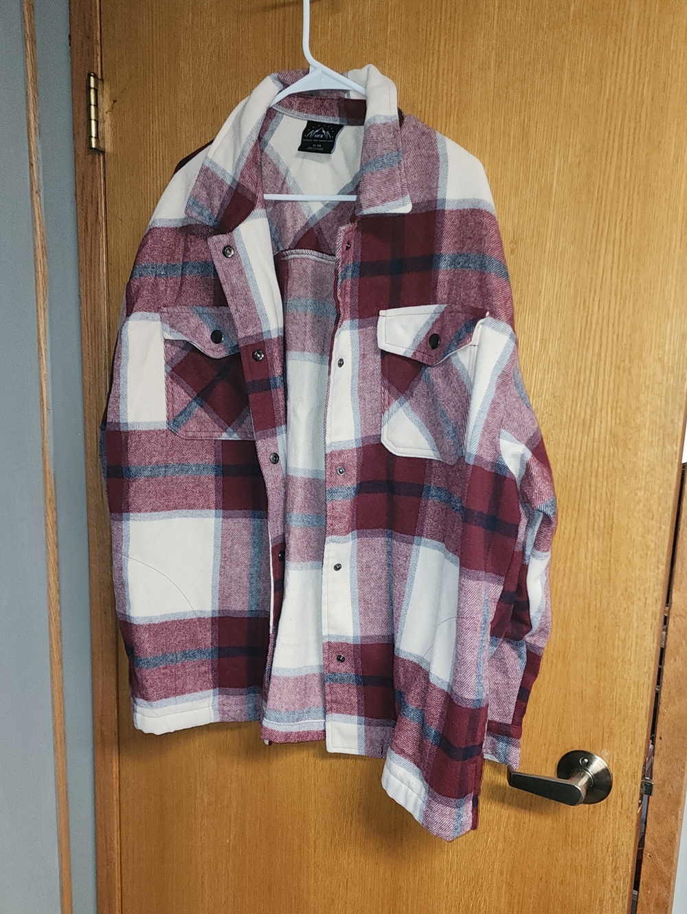 Men's Plaid Shacket Jacket - Burgundy & White